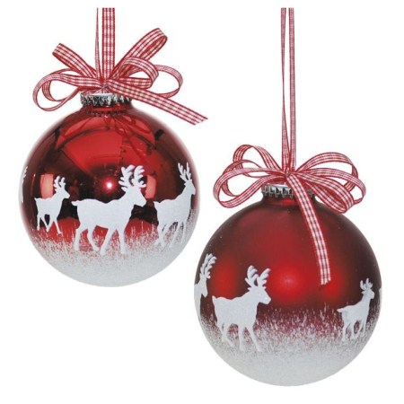 red and white christmas baubles