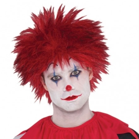 Spikey Red Evil Clown Wig Halloween Horror Fancy Dress Costume 